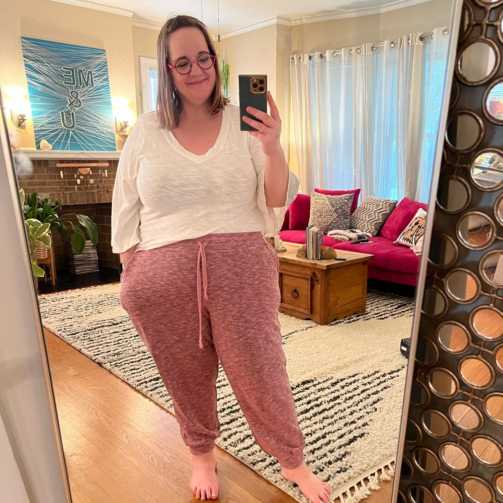 Anthropologie casual pink heathered joggers in 2X
